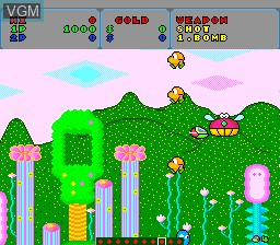 In-game screen of the game Fantasy Zone on NEC PC Engine