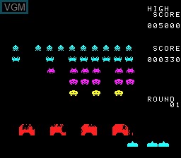 In-game screen of the game Space Invaders - Fukkatsu no Hi on NEC PC Engine