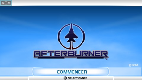 Title screen of the game After Burner - Black Falcon on Sony PSP