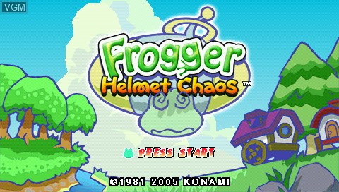 Title screen of the game Frogger Helmet Chaos on Sony PSP