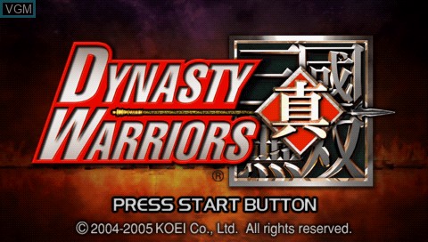 Title screen of the game Dynasty Warriors on Sony PSP