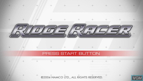 Title screen of the game Ridge Racer on Sony PSP