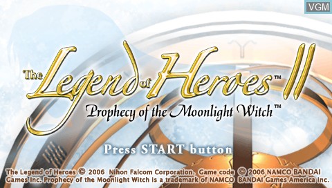 Title screen of the game Legend of Heroes II, The - Prophecy of the Moonlight Witch on Sony PSP