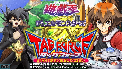 Title screen of the game Yu-Gi-Oh! Duel Monsters GX - Tag Force on Sony PSP