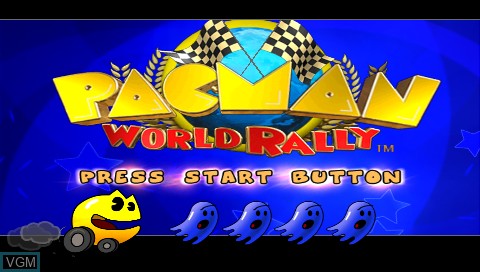 Title screen of the game Pac-Man World Rally on Sony PSP