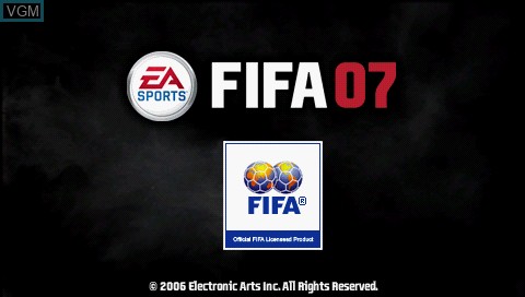 Title screen of the game FIFA 07 on Sony PSP