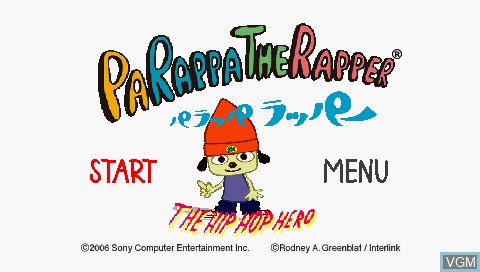 Title screen of the game PaRappa the Rapper on Sony PSP