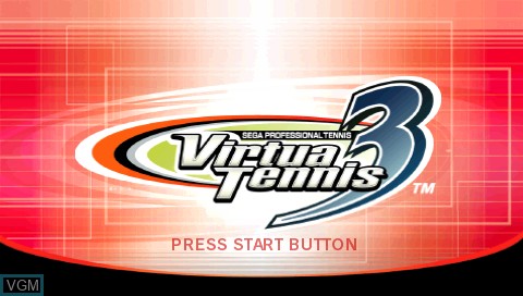 Title screen of the game Virtua Tennis 3 on Sony PSP
