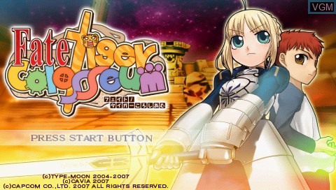 Title screen of the game Fate/Tiger Colosseum on Sony PSP