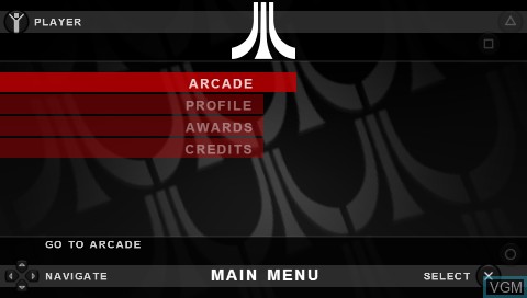 Title screen of the game Atari Classics Evolved on Sony PSP