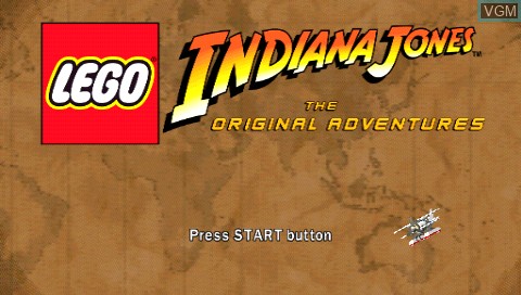 Title screen of the game LEGO Indiana Jones - The Original Adventures on Sony PSP
