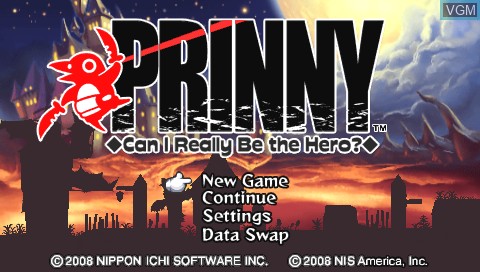 Title screen of the game Prinny - Can I Really Be the Hero? on Sony PSP