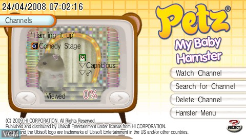 Title screen of the game Petz - My Baby Hamster on Sony PSP