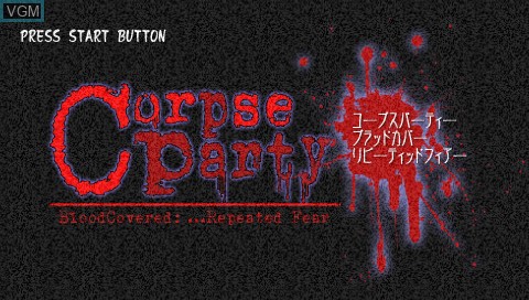 Title screen of the game Corpse Party - Blood Covered - Repeated Fear on Sony PSP