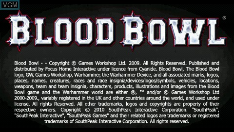Title screen of the game Blood Bowl on Sony PSP