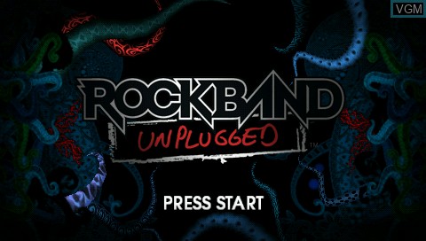 Title screen of the game Rock Band Unplugged on Sony PSP