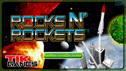 Title screen of the game Rocks N' Rockets on Sony PSP