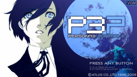 Title screen of the game Persona 3 Portable on Sony PSP