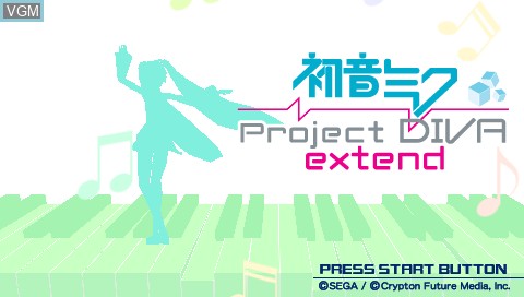 Title screen of the game Hatsune Miku - Project Diva Extend on Sony PSP