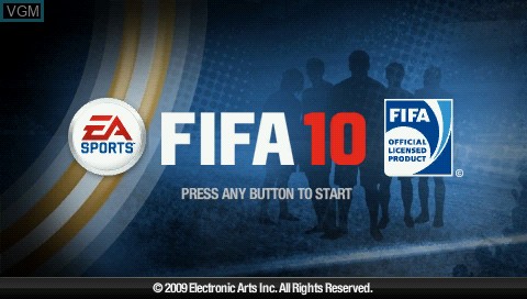 Title screen of the game FIFA 10 on Sony PSP