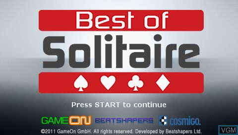 Title screen of the game Best of Solitaire on Sony PSP
