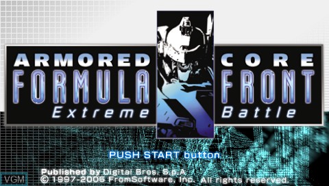 Title screen of the game Armored Core - Formula Front - Extreme Battle on Sony PSP