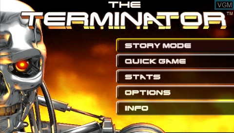 Title screen of the game Terminator, The on Sony PSP