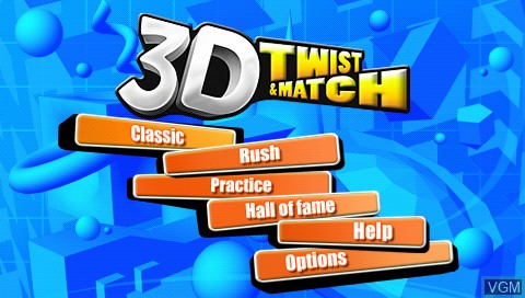 Title screen of the game 3D Twist & Match on Sony PSP