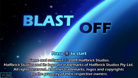 Title screen of the game Blast Off on Sony PSP