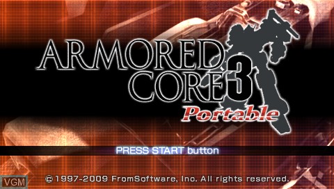 Title screen of the game Armored Core 3 Portable on Sony PSP