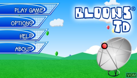 Title screen of the game Bloons TD on Sony PSP