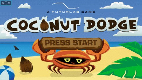 Title screen of the game Coconut Dodge on Sony PSP