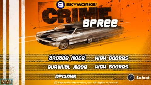 Title screen of the game Crime Spree on Sony PSP