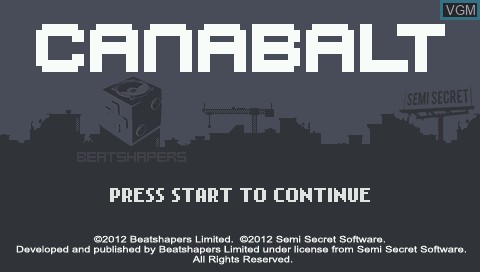 Title screen of the game Canabalt on Sony PSP