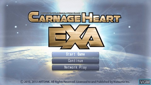 Title screen of the game Carnage Heart EXA on Sony PSP