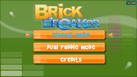 Title screen of the game Brick Breaker on Sony PSP