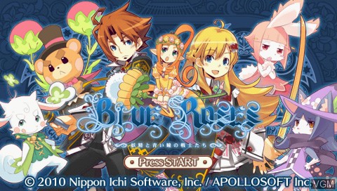 Title screen of the game Blue Roses - Yousei to Aoi Hitomi no Senshitachi on Sony PSP
