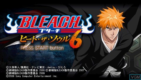 Title screen of the game Bleach - Heat the Soul 6 on Sony PSP