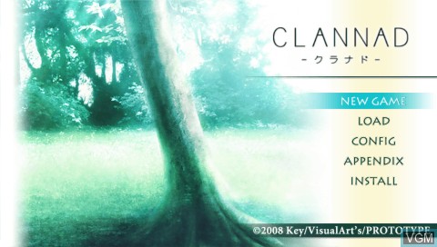 Title screen of the game Clannad - Mitsumi Mamoru Sakamichi de - Gekan on Sony PSP