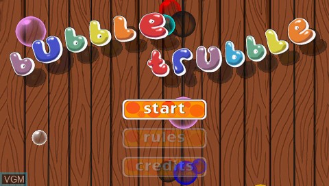 Title screen of the game Bubble Trubble on Sony PSP