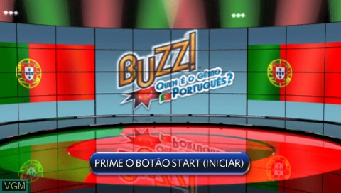 Title screen of the game Buzz! Quem e o Genio Portugues on Sony PSP