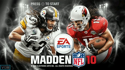 Title screen of the game Madden NFL 10 on Sony PSP