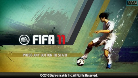 Title screen of the game FIFA 11 on Sony PSP
