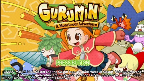 Title screen of the game Gurumin - A Monstrous Adventure on Sony PSP