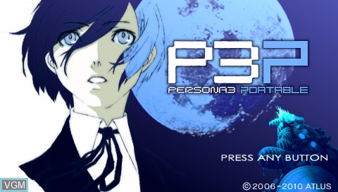 Title screen of the game Shin Megami Tensei - Persona 3 Portable on Sony PSP