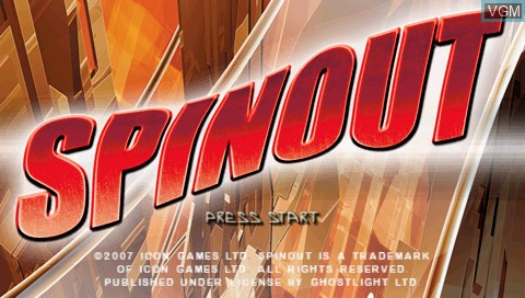 Title screen of the game Spinout on Sony PSP