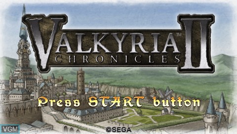 Title screen of the game Valkyria Chronicles II on Sony PSP