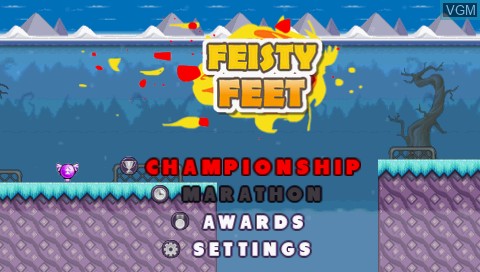 Title screen of the game Feisty Feet on Sony PSP