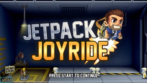 Title screen of the game Jetpack Joyride on Sony PSP