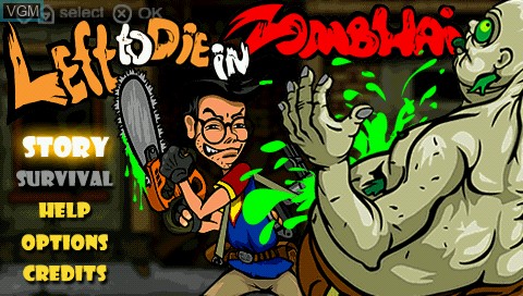 Title screen of the game Left to Die in Zombhai on Sony PSP